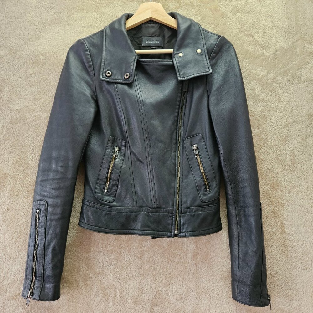Mackage for Aritzia Leather Biker Jacket Full Zip Coat Pockets Women's Size XS - Picture 2 of 7